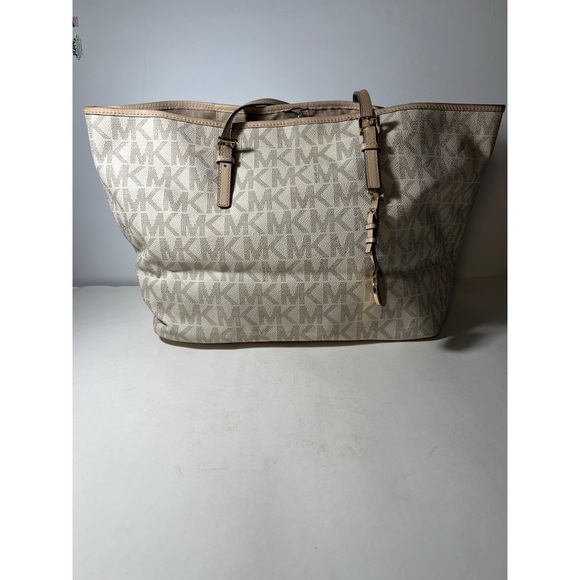 Michael Kors Handbags - Michael Kors Beige Signature Tote Bag
